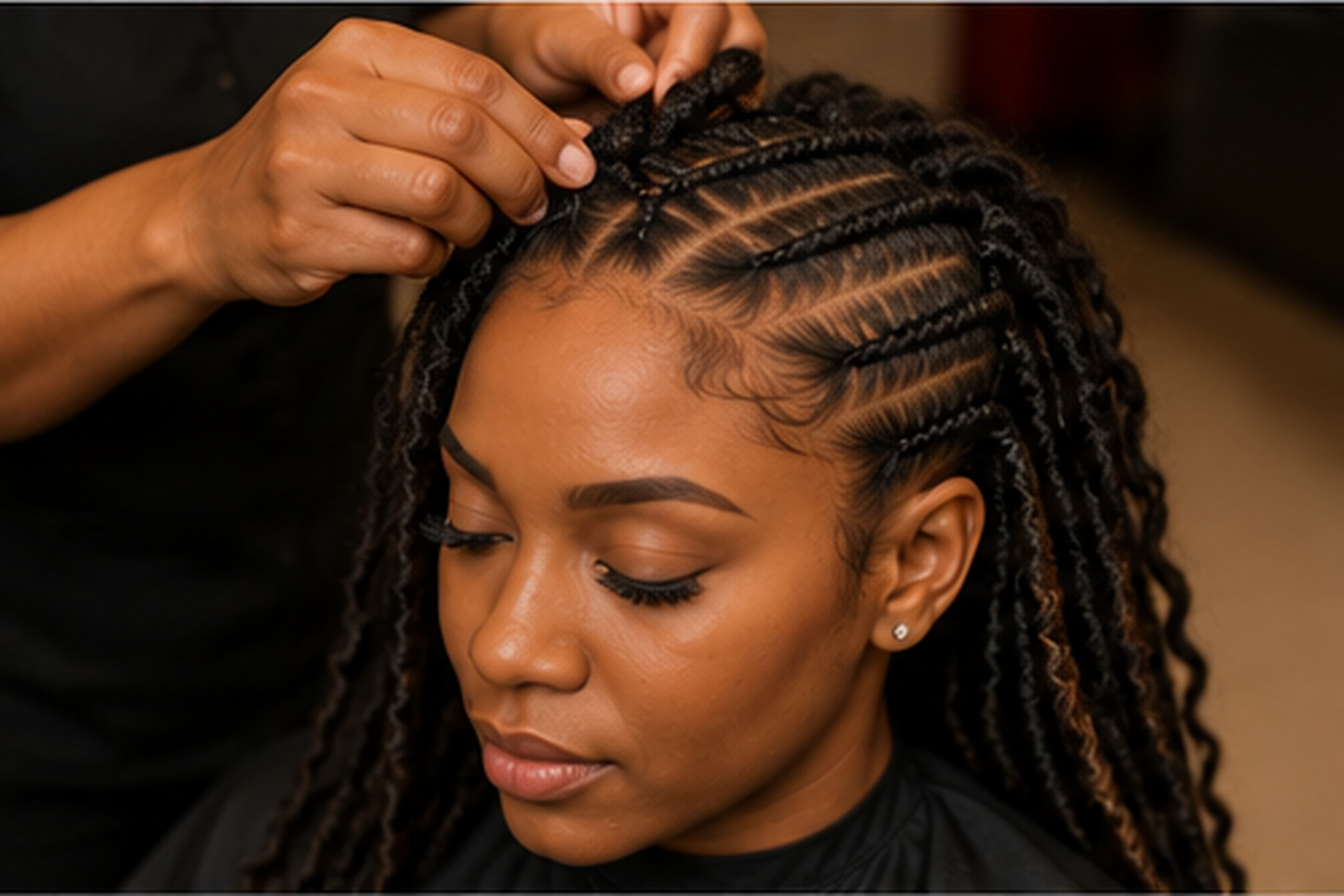 Close-up of clean, even braid parting