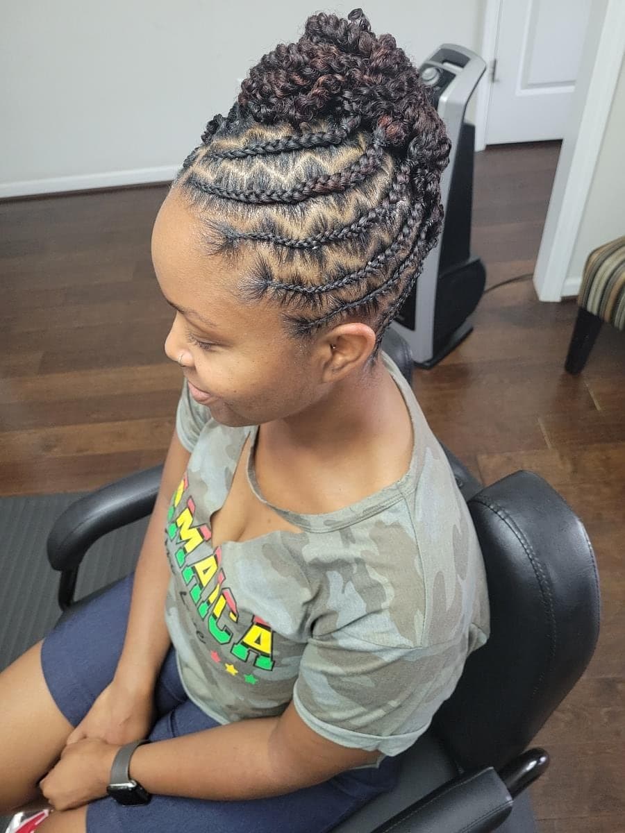 Two-strand twist updo, back view