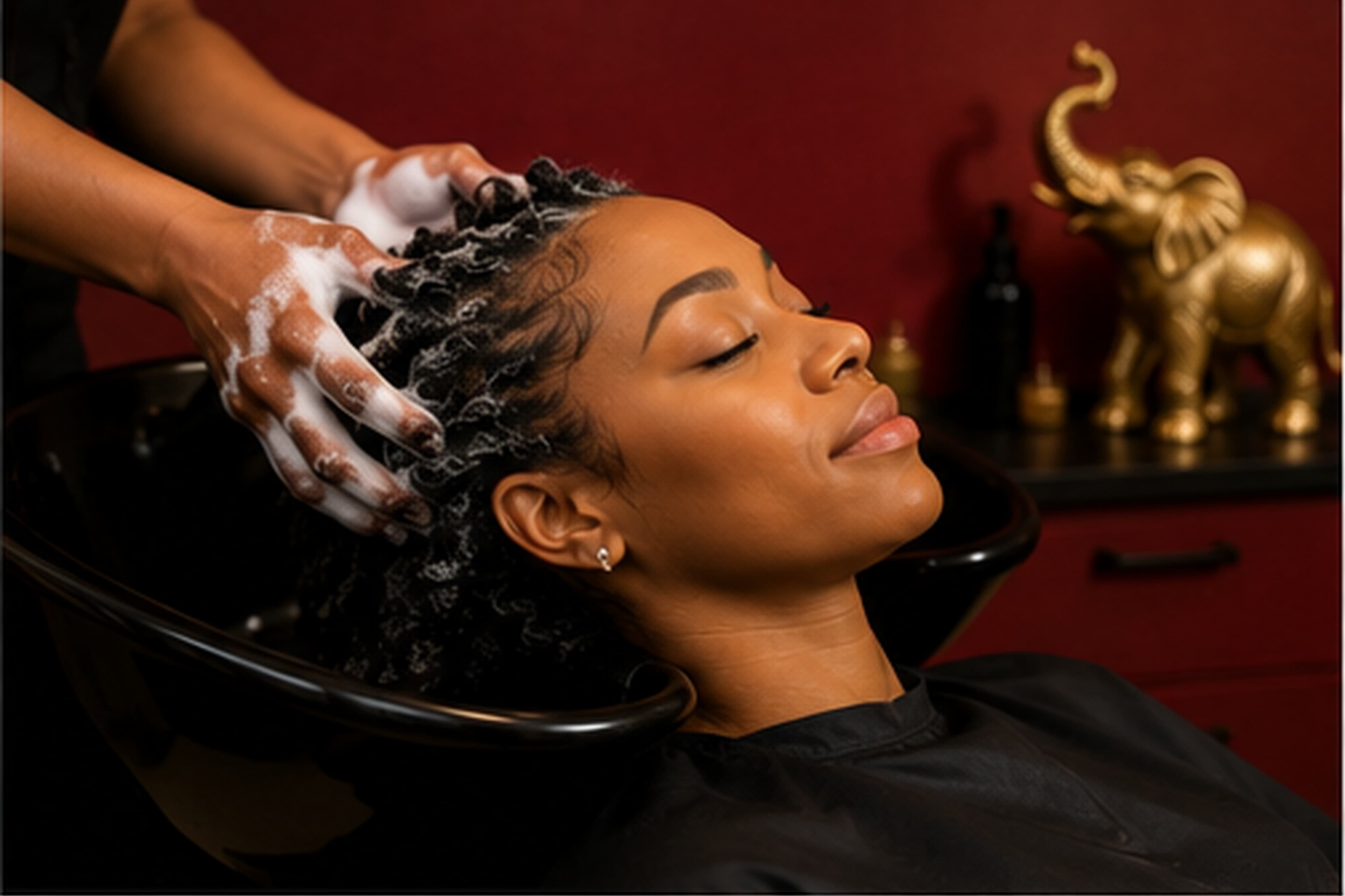 Relaxing shampoo and treatment at the wash basin